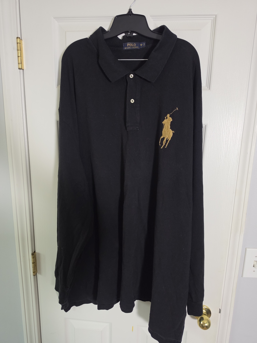 Polo Ralph Lauren Big Pony Long Sleeve Polo Shirt Black Gold 6XB Big & Tall